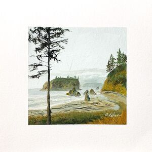 8x8 PNW Original Oil Painting Seascape Ruby Beach Coastal Ocean Nature Signed